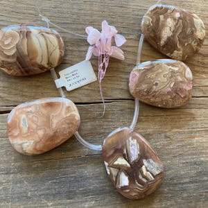 Caramel Rhodochrosite Gemstone Large Smooth Puffed Rectangular Drop Focal Beads Pendants ~ Top Drilled Briolettes ~ 30x40mm ~ 5 Pieces