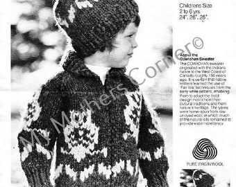 White Buffalo Sweater #5, pdf knitting pattern, cowichan style, vintage, white buffalo,true north knitting,cardigan, jacket, canadian