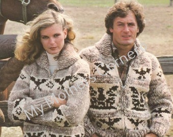 White Buffalo Sweater #21, pdf knitting pattern, cowichan style, vintage, white buffalo,true north knitting,cardigan, jacket, canadian