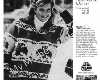 White Buffalo Sweater #28, pdf knitting pattern, cowichan style, vintage, white buffalo,true north knitting,cardigan, jacket, canadian