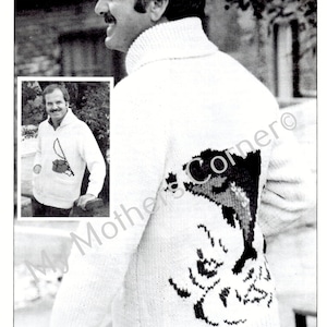 White Buffalo  Sweater #416, fishing,pdf knitting pattern, cowichan style, vintage, white buffalo,cardigan, jacket, canadian
