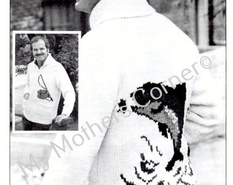 White Buffalo  Sweater #416, fishing,pdf knitting pattern, cowichan style, vintage, white buffalo,cardigan, jacket, canadian