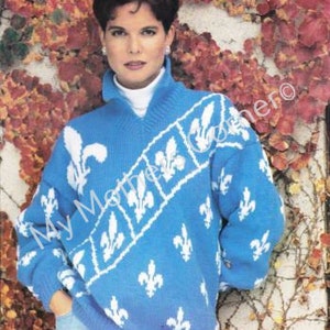 Fleur de Lys #557, Patons pdf knitting pattern, cowichan style, vintage, white buffalo,mymotherscorner,cardigan, jacket, canadian