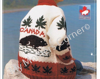 White Buffalo Canada Sweater #102, pdf knitting pattern, cowichan style, vintage, white buffalo,cardigan, jacket, canadian