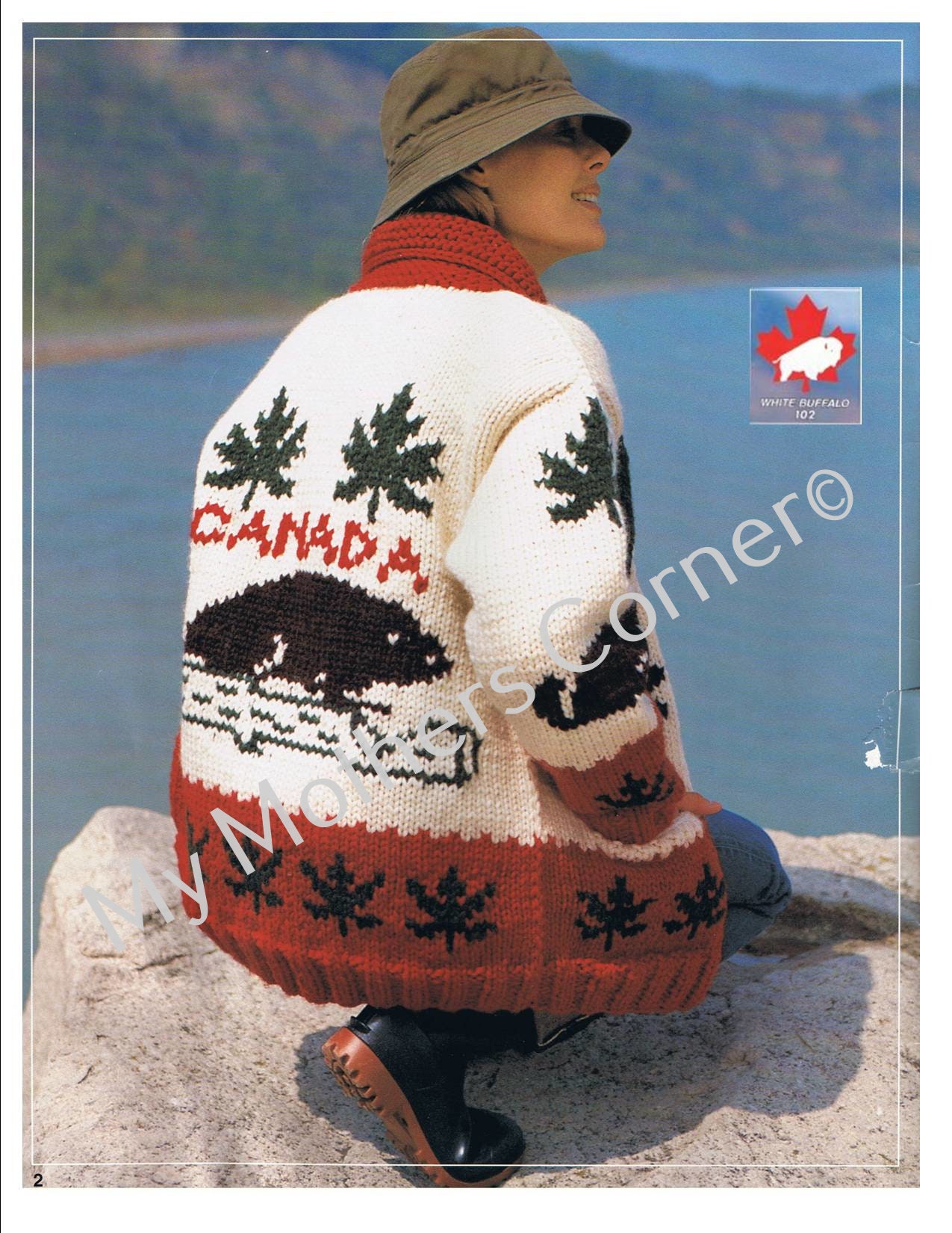 White Buffalo Canada Sweater #102, Pdf Knitting Pattern, Cowichan