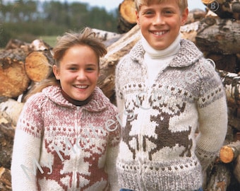 White Buffalo,#6605, pdf pattern, cowichan style, vintage, white buffalo,true north knitting,cardigan, jacket, canadian