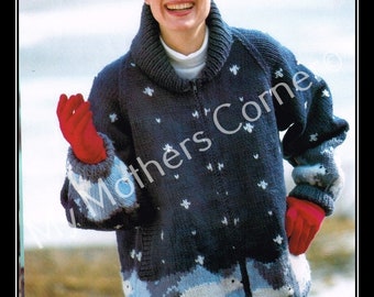 Polar Bear Sweater,#559, pdf pattern, cowichan style, vintage, white buffalo,true north knitting,cardigan, jacket, canadian