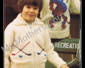 Hockey Sweater, pdf pattern, cowichan style, vintage, white buffalo,true north knitting,cardigan, jacket, canadian