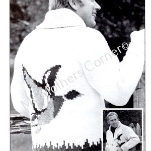 White Buffalo #416 Ducks, pdf knitting pattern, cowichan style, vintage, white buffalo,mymotherscorner,cardigan, jacket, canadian