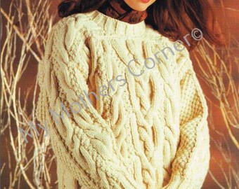 Pull Aran, modèle pdf, style cowichan, vintage, buffle blanc, tricot True North, cardigan, veste, canadien