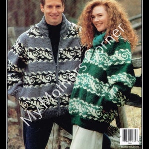559 Leaf Sweater Pattern   pdf pattern, cowichan style, vintage, white buffalo,true north knitting,cardigan, jacket, canadian