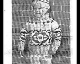 Búfalo blanco n.° 120, PDF, patrón de tejido para niños, estilo cowichan, vintage, búfalo blanco, mymotherscorner, cárdigan, chaqueta, canadiense