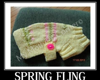 Spring Fling Dog Sweater Pattern..  PDF, Original Design, MyMothersCorner, DIY, Easy to Knit