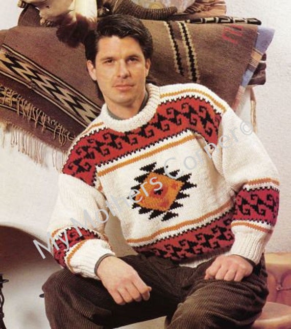 Earth Beat Sweater,#573, Pdf Pattern, Cowichan Style, Vintage