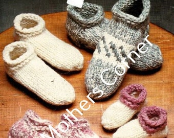 White Buffalo socks ,slippers #A6521, pdf knitting pattern, cowichan style, vintage, white buffalo,mymotherscorner,,cardigan, canada