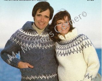 Patrón en PDF de búfalo blanco, n.° 6726, estilo cowichan, vintage, búfalo blanco, tejido True North, cárdigan, chaqueta, canadiense.