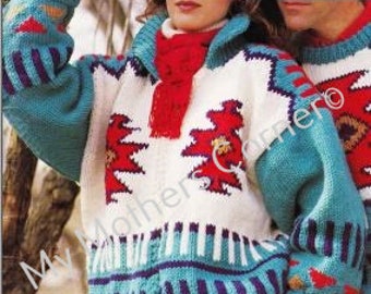 Santa Fe,#1254, pdf pattern, cowichan style, vintage, white buffalo,true north knitting,cardigan, jacket, canadian