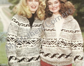 White Buffalo Sweater #1, pdf knitting pattern, cowichan style, vintage, white buffalo,true north knitting,cardigan, jacket, canadian