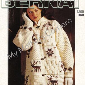 Sampler,#1295, pdf pattern, cowichan style, vintage, white buffalo,true north knitting,cardigan, jacket, canadian