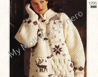 Sampler,#1295, pdf pattern, cowichan style, vintage, white buffalo,true north knitting,cardigan, jacket, canadian