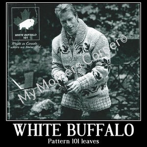 Leaves #101, PDF,cowichan style, vintage, white buffalo,mymotherscorner,cardigan, jacket, canadian