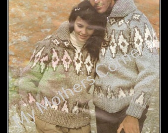 White Buffalo,#6728, pdf pattern, cowichan style, vintage, white buffalo,true north knitting,cardigan, jacket, canadian