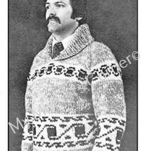 Vit Buffalotröja #160, pdf-stickmönster, Cowichan-stil, vintage, vit buffalotröja, kofta, jacka, kanadensisk