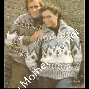 White Buffalo #6729, pdf pattern, cowichan style, vintage, white buffalo,my mothers corner,cardigan, jacket, canadian
