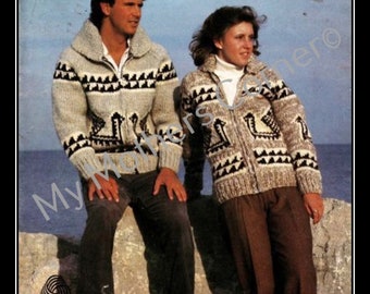 White Buffalo,#6124, pdf pattern, cowichan style, vintage, white buffalo,true north knitting,cardigan, jacket, canadian