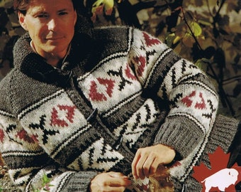 Indian Blanket,#1420, pdf pattern, cowichan style, vintage, white buffalo,true north knitting,cardigan, jacket, canadian