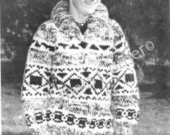 White Buffalo Sweater #15, pdf knitting pattern, cowichan style, vintage, white buffalo,true north knitting,cardigan, jacket, canadian