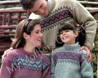 447 Fairisle Pullovers , pdf pattern, vintage,My Mothers Corner,cardigan, jacket, canadian