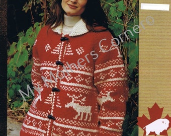 Northern Trails,#1419, pdf pattern, cowichan style, vintage, white buffalo,true north knitting,cardigan, jacket, canadian