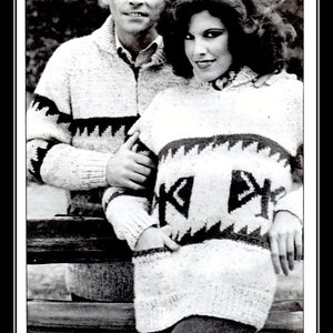 White Buffalo  Sweater #416, Totem,pdf knitting pattern, cowichan style, vintage, white buffalo,cardigan, jacket, canadian
