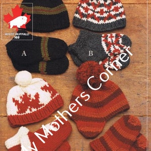 105 Head to toe pdf knitting pattern, cowichan style, vintage, white buffalo,true north knitting, jacket, canadianWhite Buffalo Hat #101,