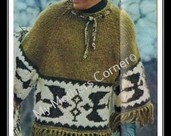 Icelandic Poncho, pdf pattern, cowichan style, vintage, white buffalo,true north knitting,cardigan, jacket, canadian