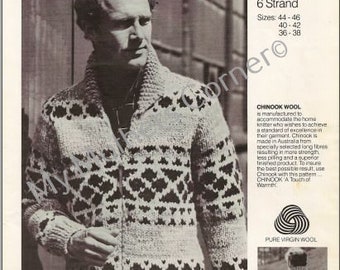 White Buffalo Sweater #24, pdf knitting pattern, cowichan style, vintage, white buffalo,true north knitting,cardigan, jacket, canadian