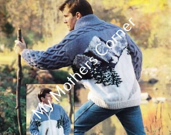 Mountain Jacket Sweater #557, pdf pattern, cowichan style, vintage, white buffalo,true north knitting,cardigan, jacket, canadian