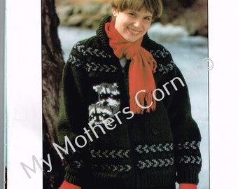 Racoon Sweater,#559, pdf pattern, cowichan style, vintage, white buffalo,true north knitting,cardigan, jacket, canadian