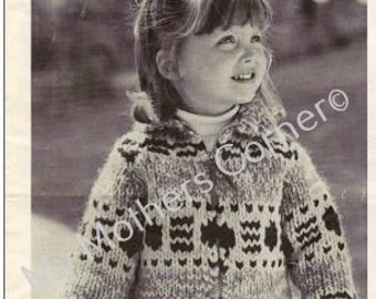 White Buffalo Sweater #29, pdf knitting pattern, cowichan style, vintage, white buffalo,true north knitting,cardigan, jacket, canadian