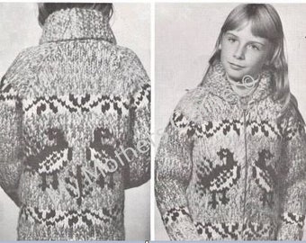 White Buffalo,#c304, pdf pattern, cowichan style, vintage, white buffalo,true north knitting,cardigan, jacket, canadian