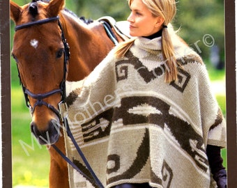 Patons Poncho, pdf pattern, cowichan style, vintage, white buffalo,true north knitting,cardigan, jacket, canadian