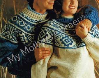 Fairisle Yoke Pullover Sweater, pdf pattern, cowichan style, vintage, white buffalo,true north knitting,cardigan, jacket, canadian