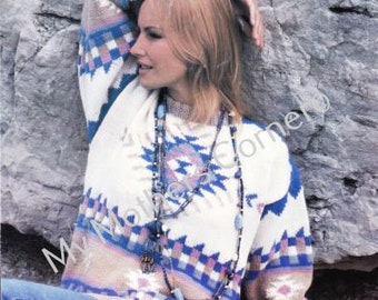 Pull Arizona n° 573, modèle pdf, style cowichan, vintage, buffle blanc, tricot true north, cardigan, veste, canadien