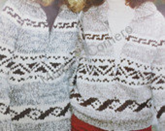 White Buffalo Sweater #1-C, pdf knitting pattern, cowichan style, vintage, white buffalo,true north knitting,cardigan, jacket, canadian