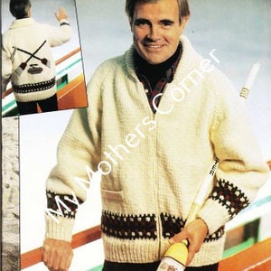 Giacca da curling n. 557, modello pdf per maglieria, stile cowichan, vintage, white buffalo, maglia true north, cardigan, giacca, canadese