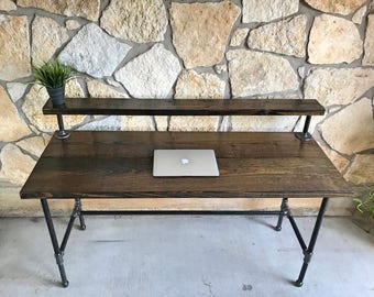 Wood Office Desk with Shelf