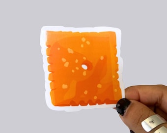 Cheese Cracker Sticker or Magnet | Waterproof Snack Decal | Waterproof Vinyl Sticker