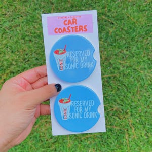 Reserved for Drive Thru Drink Ceramic Car Coaster Set car accessories new driver gift