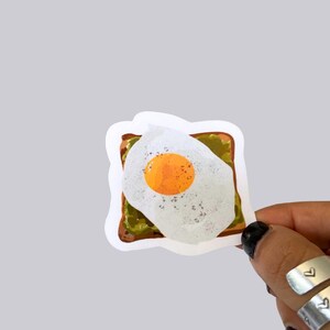 Avocado Toast and Fried Egg Breakfast Waterproof Sticker | Sunny Side Up egg with Avocado Toast Magnet | Food Stickers | Breakfast Stickers